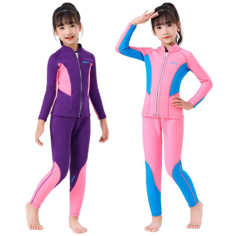 3.5mm Neoprene Kids Wetsuit Set Long Sleeve Rash Guard Pants Surfing Snorkeling Swimming Warmth UV Protection