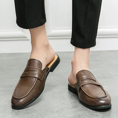 Luxury Shoes Brand Designer Summer Soft Leather Casual Slip On Half Shoes For Men Loafers Flats Slippers For Narrow Thin Foot