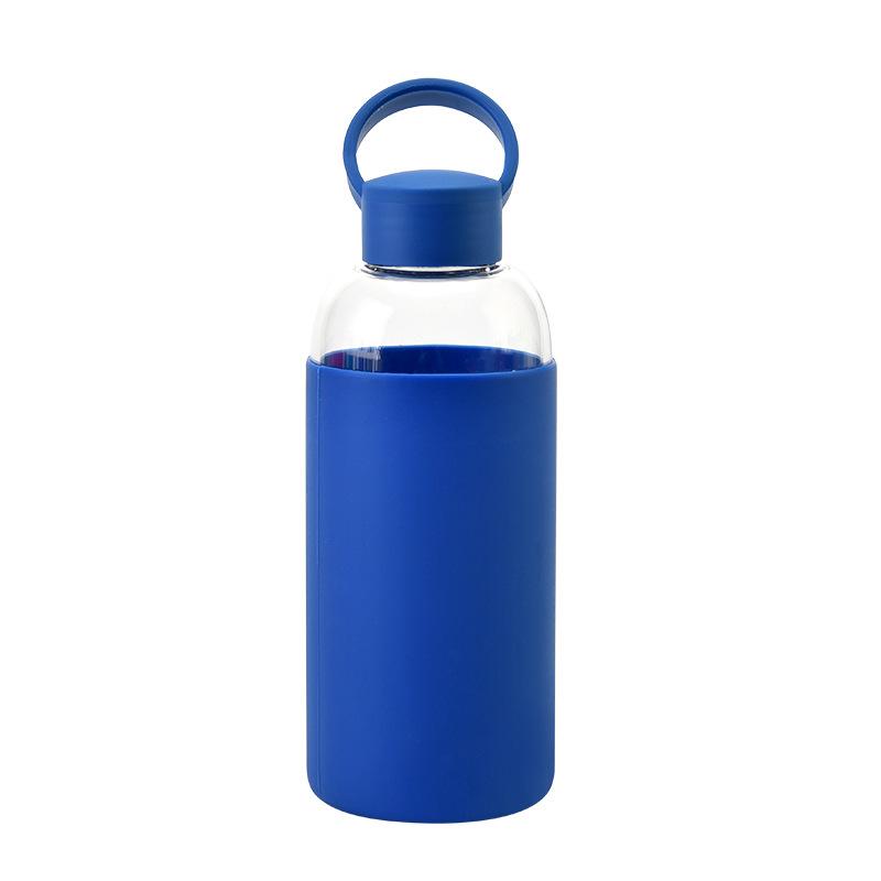 Sports Portable Water Cup With Silicone Cover, Student Couple Easy Cup High Borosilicate Glass Water Cup