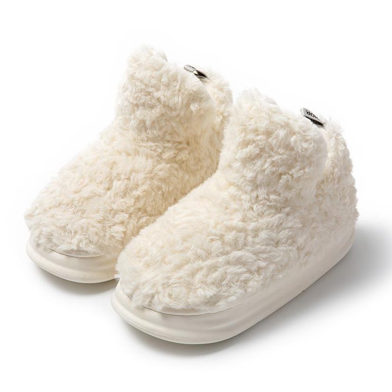 Fashion 2025 Winter Cotton Slippers Women Men Indoor Warm Shoes Soft Faux Fur Thick Sole Lovers Home Street Boots Girls Fluffy Footwear