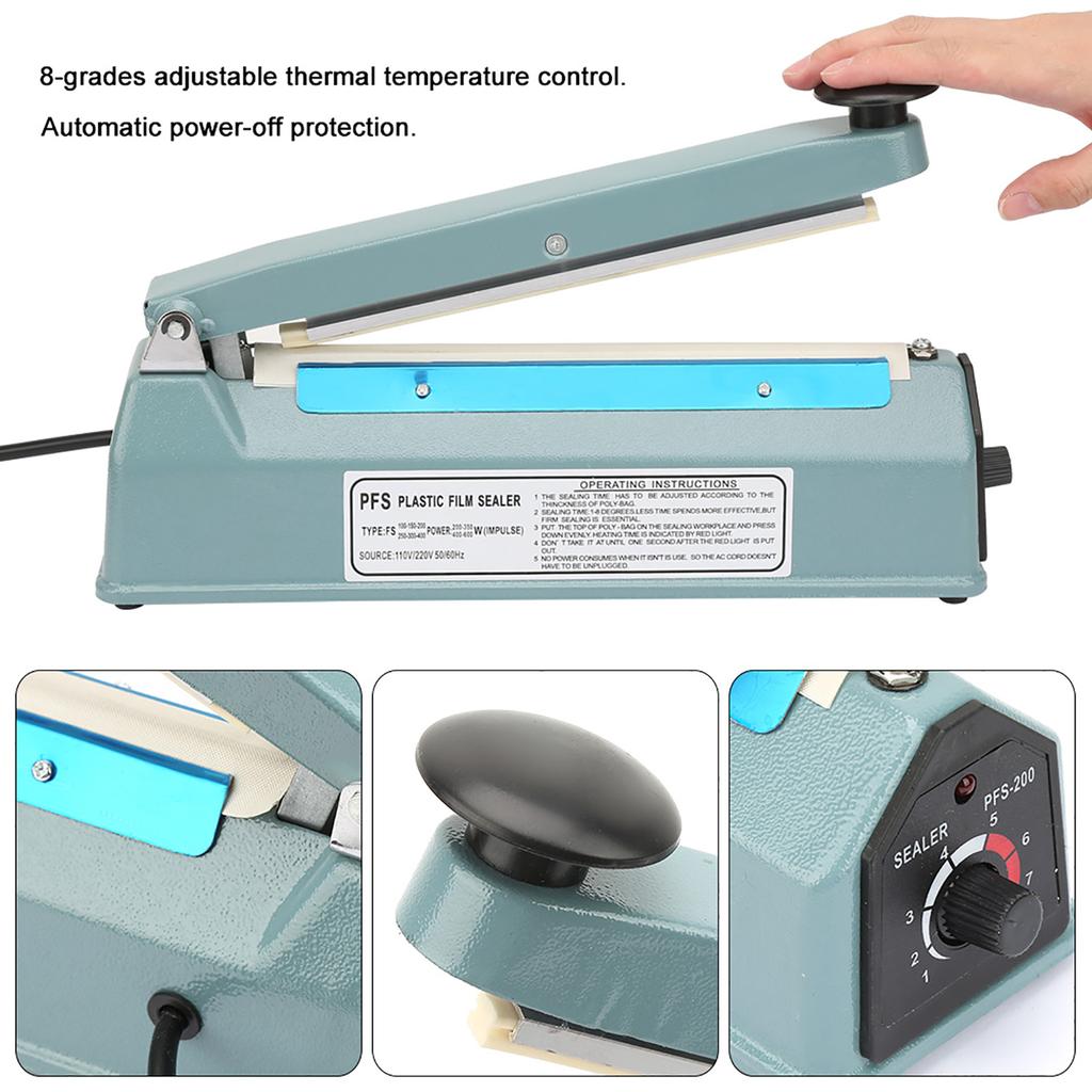 8in Metal Heat Sealing Impulse Manual Sealer Machine Closer Bag Packing Tool Kit