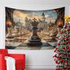 "Elegant Chess Set with Castle Backdrop" Pattern Wall Hanging Tapestry Decorative Tapestry Home Decor for Bedroom and Living Room
