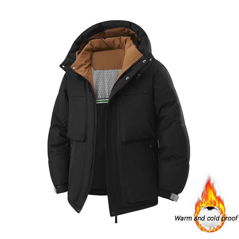 Men's Hooded Cold Resistant Short Jacket Autumn and Winter Outdoor Sports Warm Cotton Jacket Casual and Fashionable Jacket