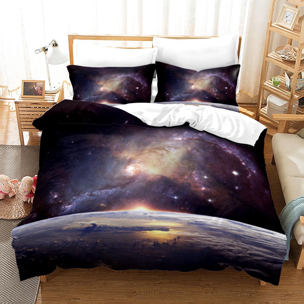 Space Galaxy Bedding Set Bedspread Single Twin Full Queen King Size Sky Milky Way Planet Bed Set Aldult Kid Duvetcover 06