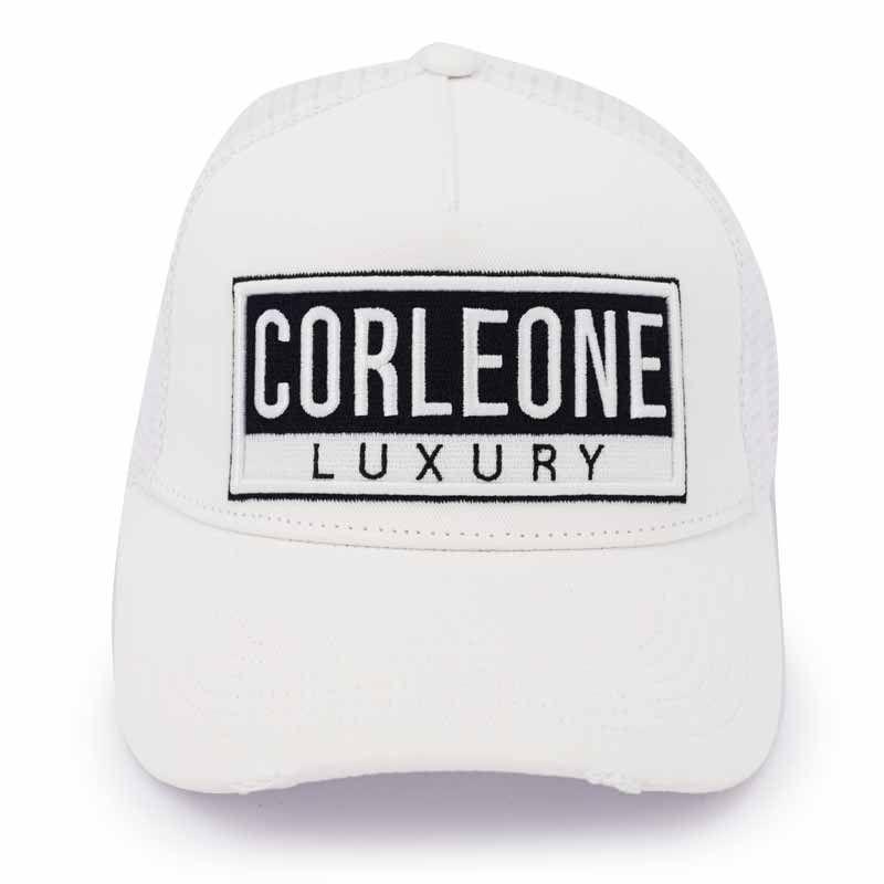 

Белая комбинированная кепка с разрезом Corleone