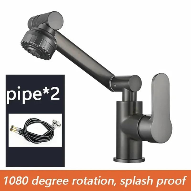 

Поворотный смеситель для кухонной мойки на 1080°, смеситель для раковины в ванной, многофункциональный кран для холодной и горячей воды G1/2 серый