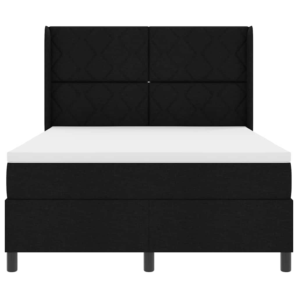 Boxspring Bed with Cushions Black 190 x 140 cm Fabric