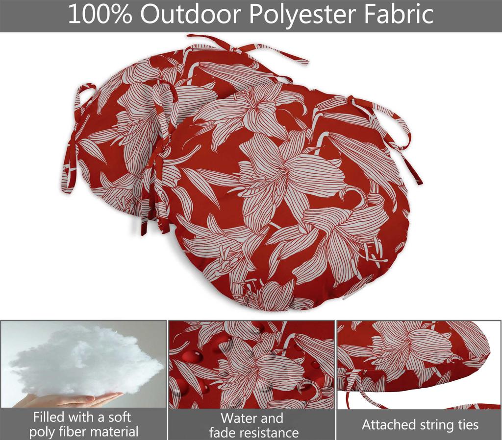 Vargottam Indoor Outdoor Round Bistro Chair Cushions Block Print 15-Inch Bistro Chair Pads Waterproof Seat Chair Cushion For Home