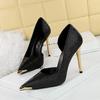 Style Women's Shoes 11cm High Heels Thin Heel Shallow Mouth Side Hollow Satin Metal Pointed Single Shoes DS-8626-1