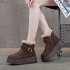 9968 leather snow boots women's cotton shoes winter velvet new retro short boots thick sole
