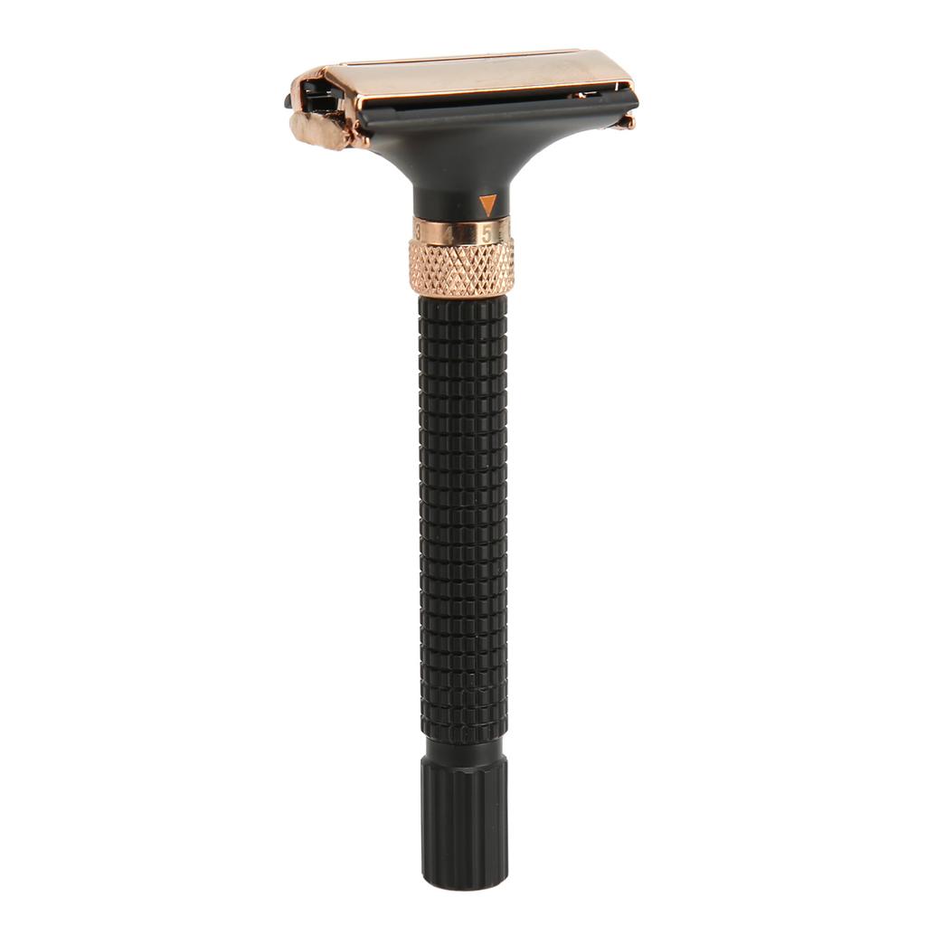 Shaving Handle Metal Safety Double Edge Reusable Shaving Long Handle for Men Women Black