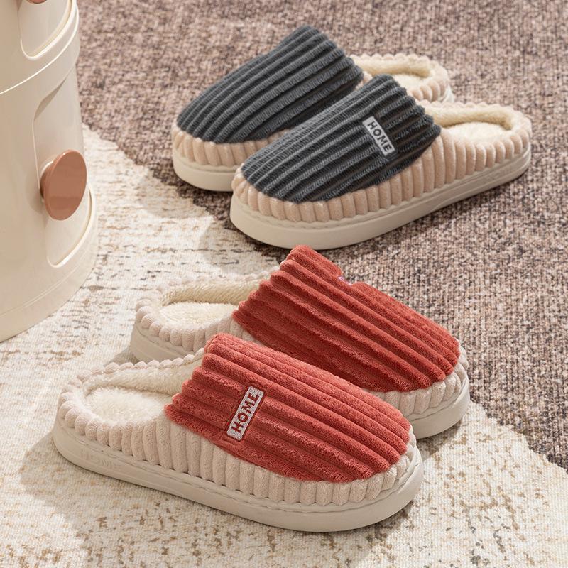 Cotton slippers home autumn and winter couple home cotton mop indoor non-slip cotton shoes velvet warm shoes