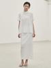 Nub Pleated Long Skirt - White