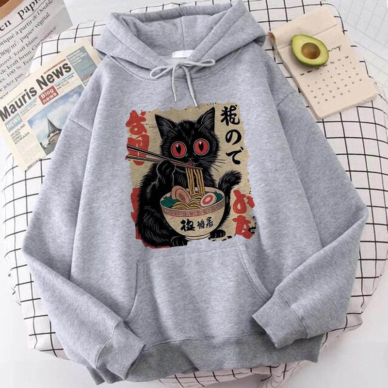 2025 Autumn Jointly Designed Print Japanese Black Cat Chicken Face Mask Hooded Sweatshirt - Environmentally Friendly Material
