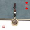 Rotating Brass Zodiac Signs Vermilion Gourd Keychain for Wealth & Treasures