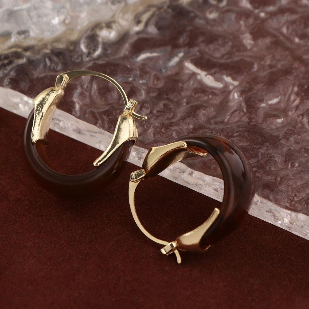 Autumn Winter Vintage Women's Earrings Pendant Amber Ear Stud Amber Color Earrings  Women