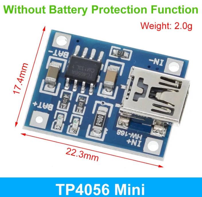 TP4056 18650 Lithium Battery Charger Board | 3.7V/3.6V/4.2V with 1A Overcharge & Over-discharge Protection