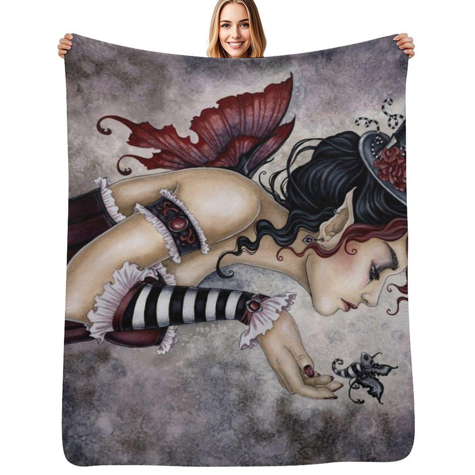 Fae Risque Throw Blanket Cozy Napping Blanket Gift for Mom Dad Size: 75*100cm, Weight: 230 GSM