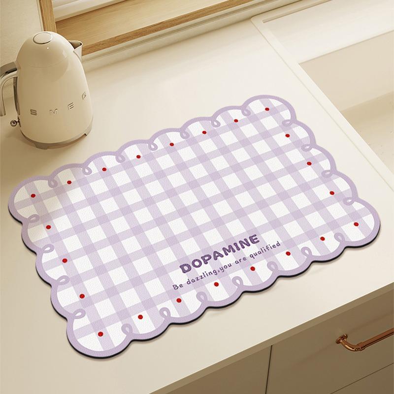 VIKAMA Modern Diatomic-Mud Floor Mat Absorbent Kitchen Floor Mat Home Decorative Countertop Quick-Drying Non-Slip Placemat