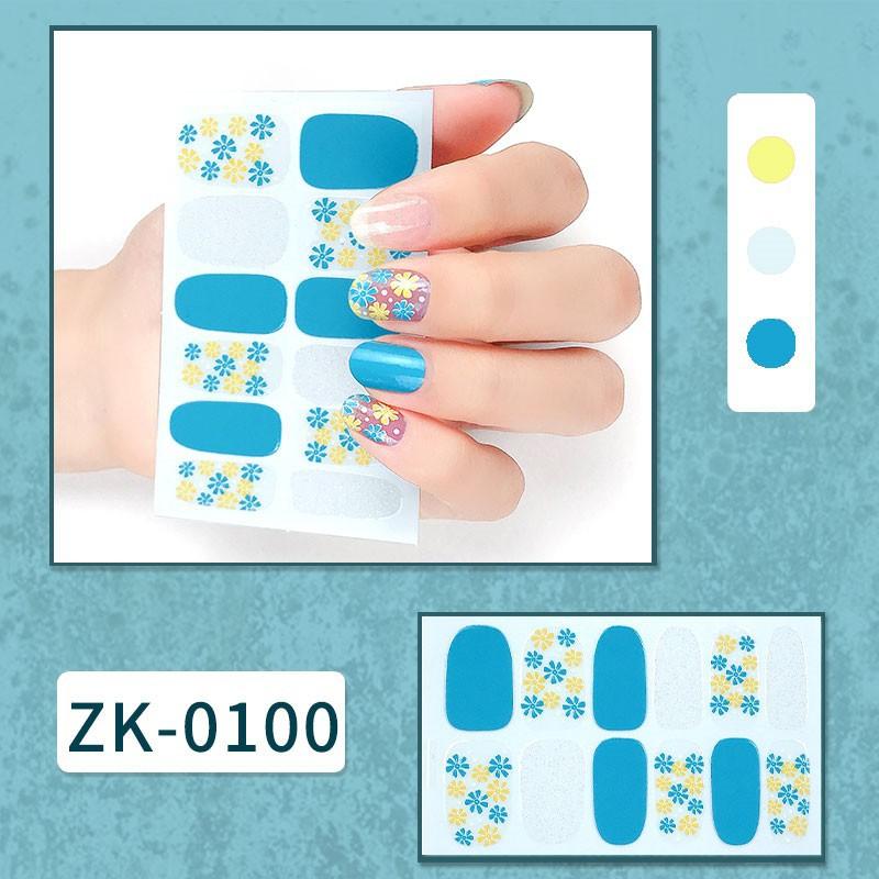 12-finger White No-Bake Nail Decal Fully Coated with Waterproof Long-lasting Nail Patch Simple Wind Nail Polish Adhesive