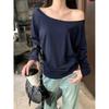 Dames Off Shoulder Lange Mouwen Losse Pasvorm T-shirt Effen Kleur Casual Herfst Top
