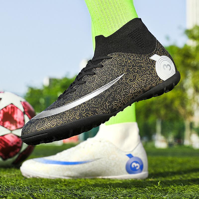 

Футбольные бутсы мужские и женские высокие TF шипы AG длинные шипы Месси Криштиану Роналду нескользящие и износостойкие студенческие детские тренировочные 31