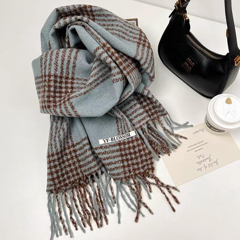 200X65Cm Winter Fashionable Warm And Thick Versatile Plaid Scarf For Men And Women'S Travel Soft Windproof And Cold Proof Scarf