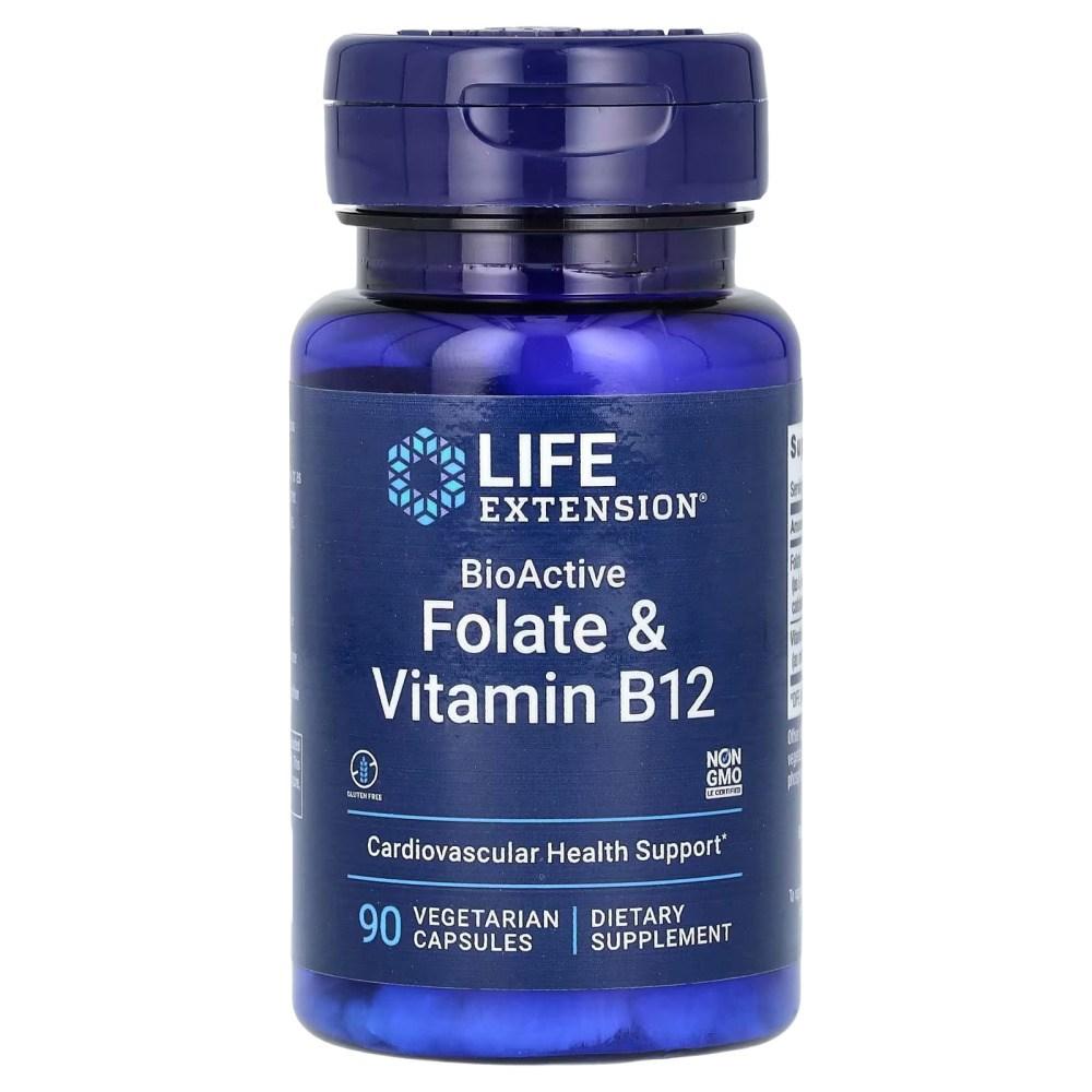 Life Extension Folic Acid and Vitamin B12 90 Capsules 6 pcs