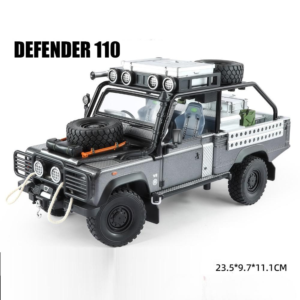 

1:24 Scale Land Rover Defender 110 Car Model Toy Metal Body Wheel Steering Shock Absorption Off-road Vehicles Kids Presents серый
