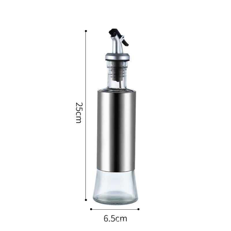 Stainless Steel Glass Oil Bottle Set - Leak-Proof Kitchen Containers for Oil, Soy Sauce, Vinegar, Wine, and Seasonings.