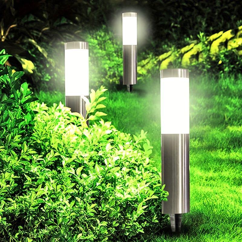 Stainless Steel Solar Garden Landscape Light - Outdoor Cylindrical Lawn Decoration