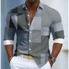 Men's Geometric Pattern Printed Long Sleeve Shirts Casual Cardigan New Button Holiday Fashion Shirts