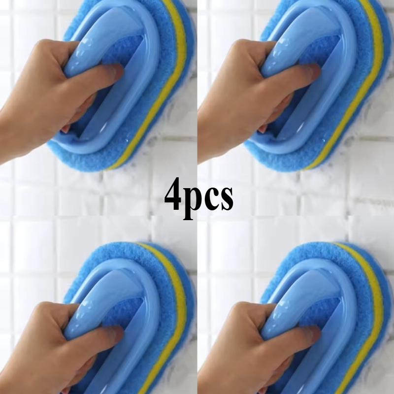 Household Cleaning Brush with Handle Dish Soap Bathroom Kitchen Tub Thicken Scrubbing Sponge Wipe Durable Tools Accessories Home