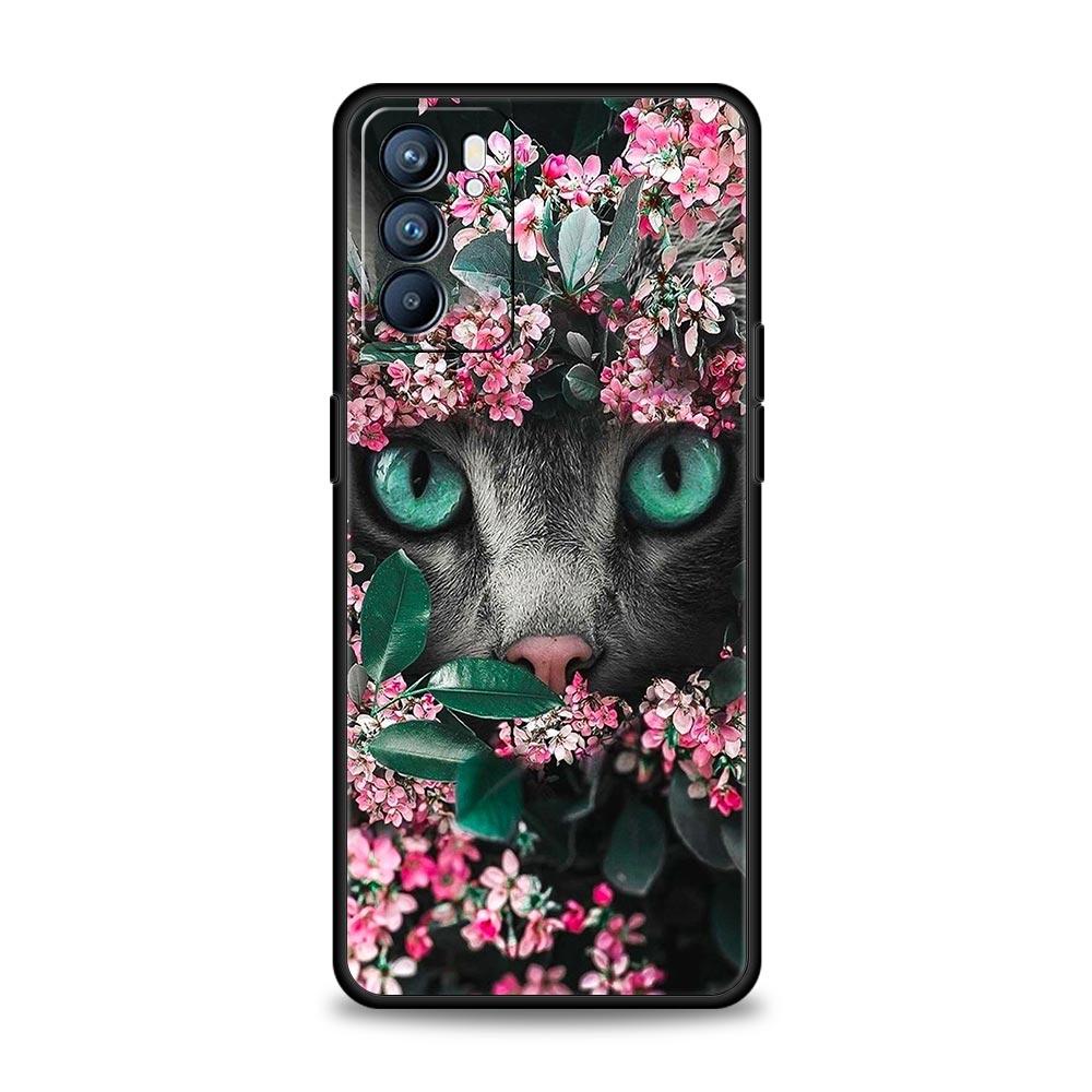 Custodia Carina per Telefono Gatto Rilevatore Per Oppo Reno8 Reno7 Reno6 Pro A54 5G Find X6 X5 A53 A52 A9 A15 A95 A17 A16 A76 A74 A57 A31 Copertura