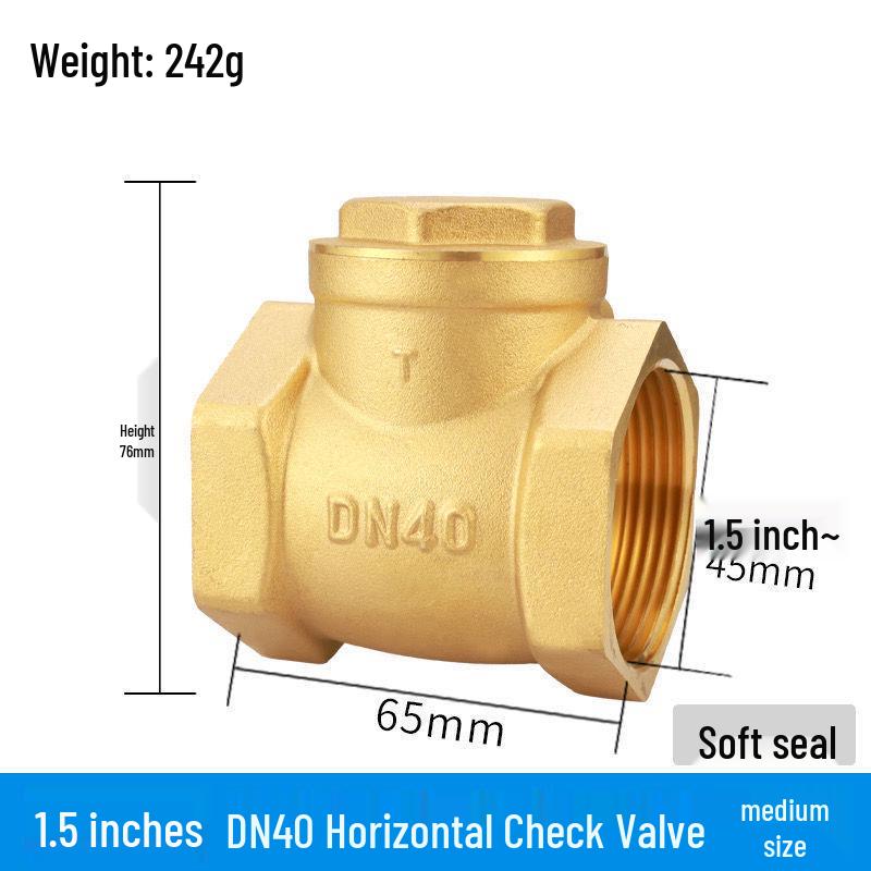 Durable Brass Horizontal Check Valve - Anti-Backflow, Fully Automatic, 6 Points for Tanks and Pipes