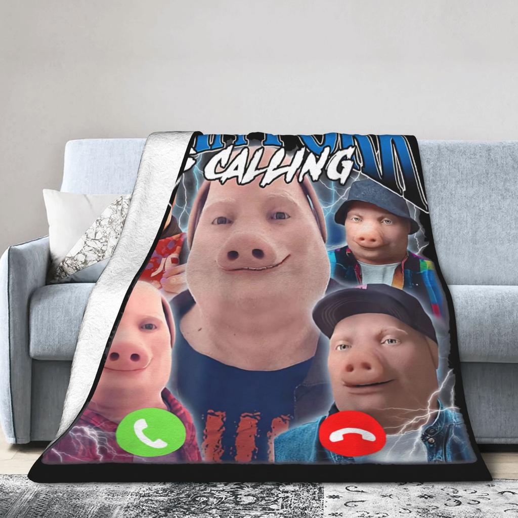 Funny John Pork Super Warm Blanket Students Plush Throw Blanket Fluffy Couch Bed Flannel Bedspread Sofa Bed Cover