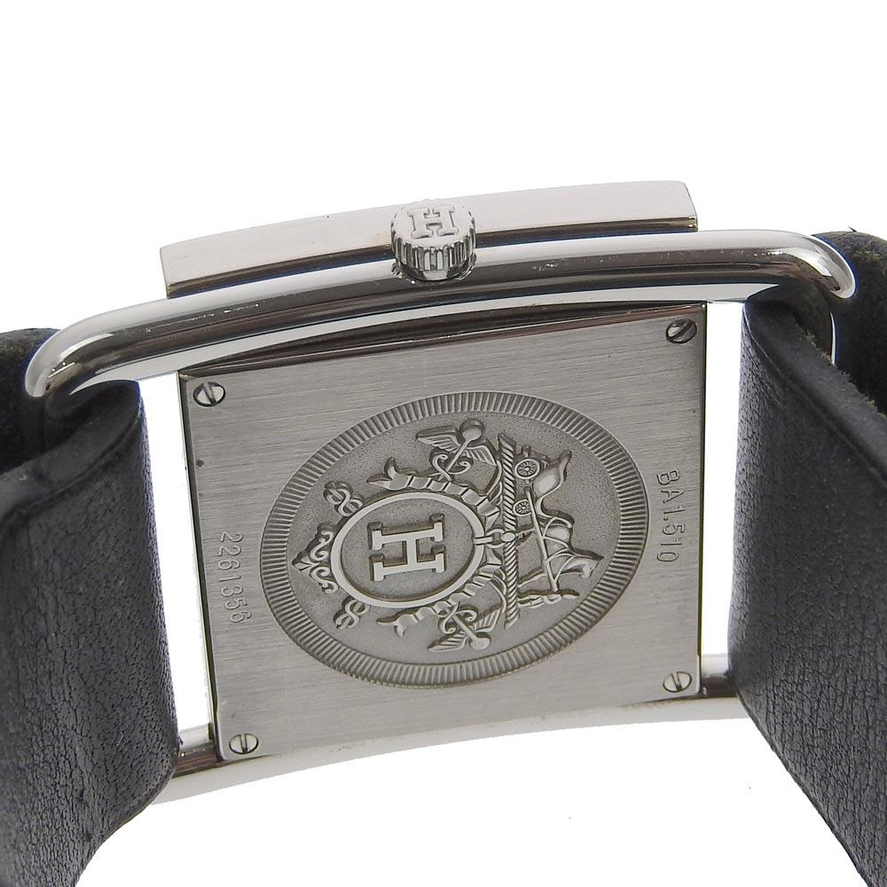 HERMES Valenia Watches BA1.510 WhiteDial Stainless Steel/Embossed Leather Quartz Analog display Women Used