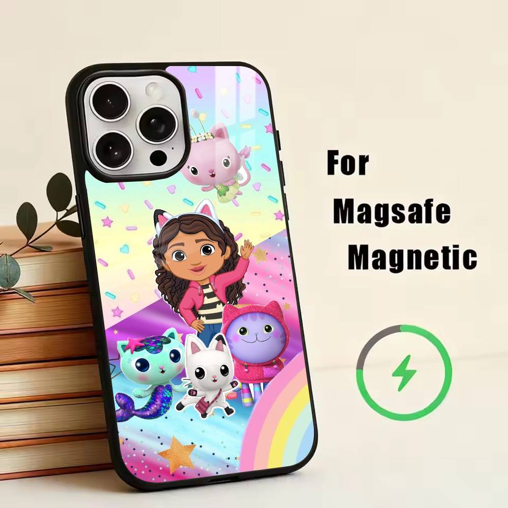 Custodia per Telefono G-Gabby Cats Per iPhone17,16,15,14,13,12,11 Plus,Pro Magnetica con Ricarica Wireless Magsafe