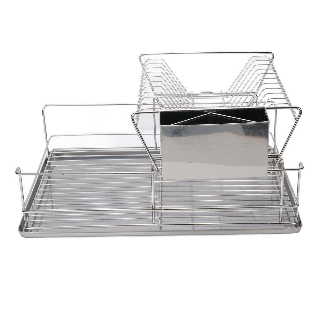 Dish Drying Rack Space Saving 2 Tier Dish Rack for Kitchen Counter Stainless Steel Dish Drainer with Cutlery Holder
