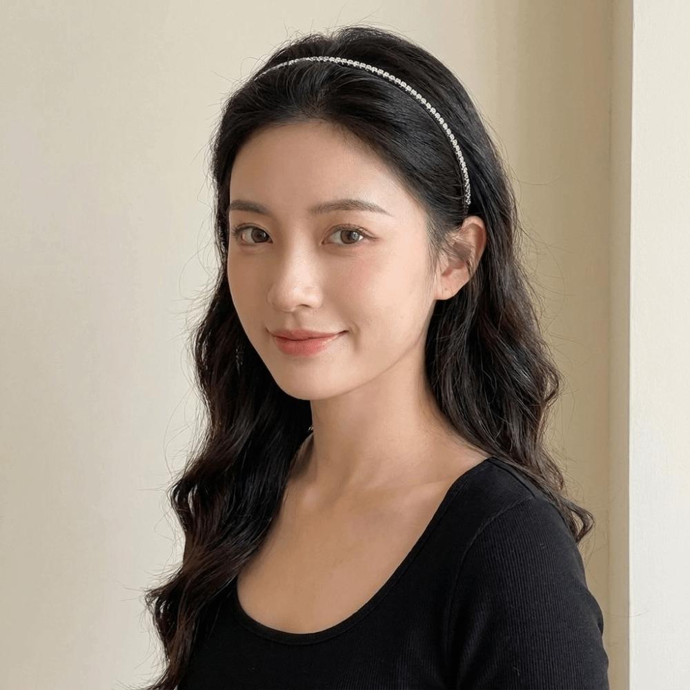 Minimalist Style Thin Headband Sparkling Hair Accessories Elegant Rhinestone Hair Hoop Girl