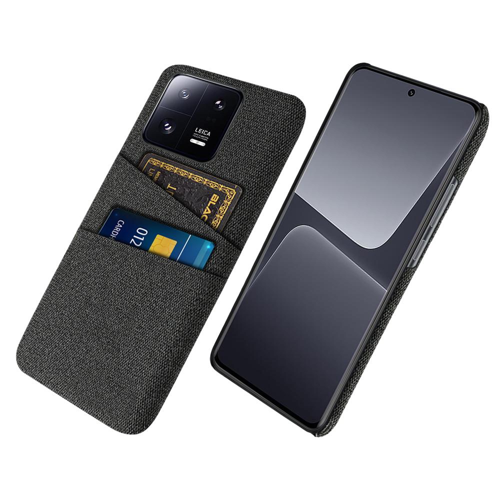 

For Xiaomi 13 Pro 5G Cloth Texture Dual Card Slots Phone Case Drop-proof Back Cover Black