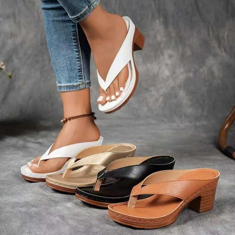 2025 Foreign Trade Europe and The United States New Large Size Women's Foot Pinch Wedge Heel Sandals
