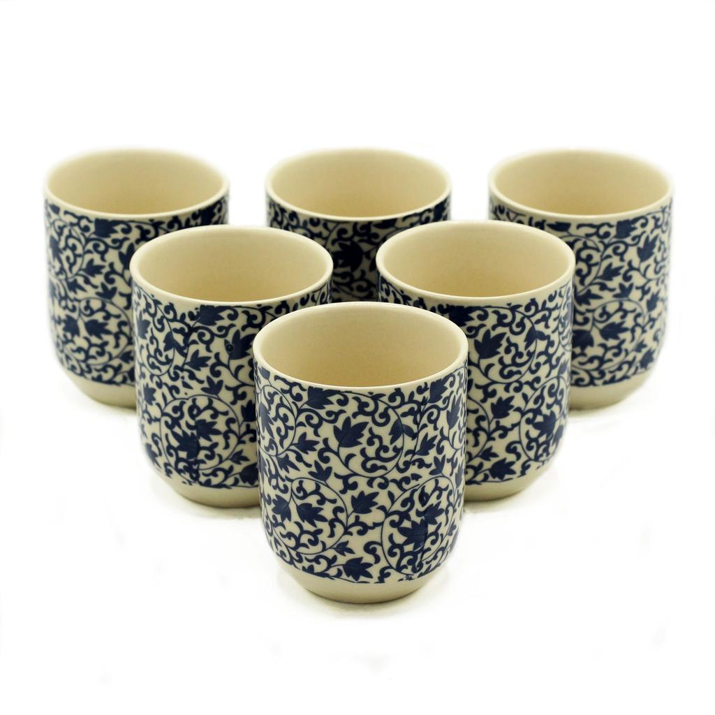 Herbal Tea Cups - Blue Pattern Set of 6