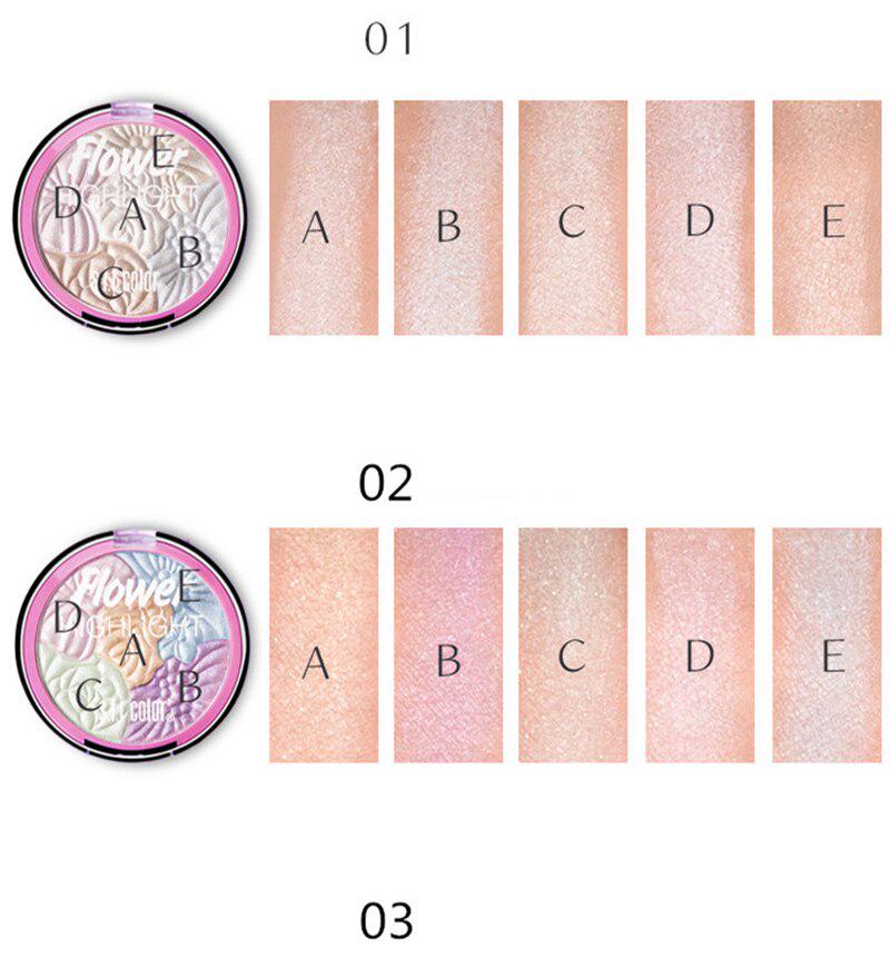 5 Color Flower 3D Highlighter Eyeshadow Powder Face Makeup Palette Glow Shimmer Rainbow Highlight