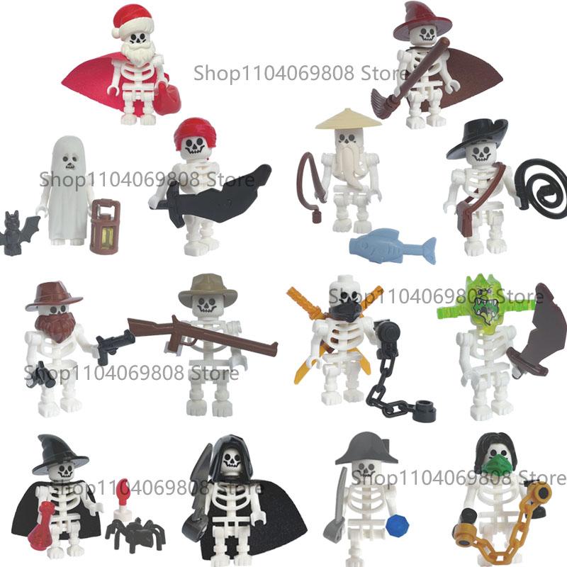 MOC Halloween Building Blocks Skeleton Army Knight Figures Flame Horse Medieval Vampire Furniture Assembly DIY Bricks Toys Gifts