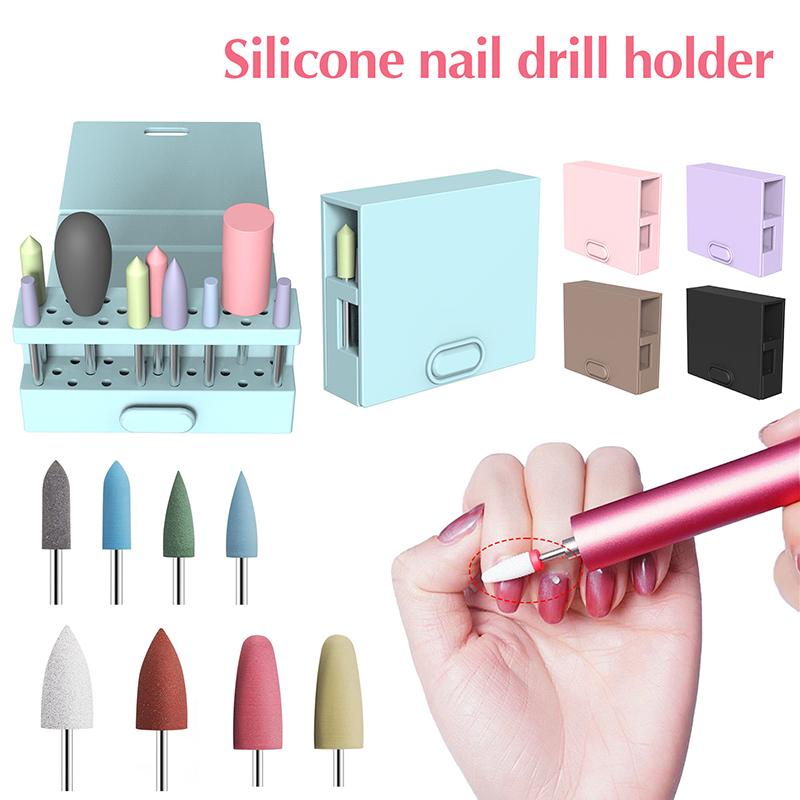 Nagelkunst Bohrer Aufbewahrungsbox Schleifen Polieren Kopf Bit Halter Display Nagelbohrer Organizer Nagelständer Aufbewahrungsbox