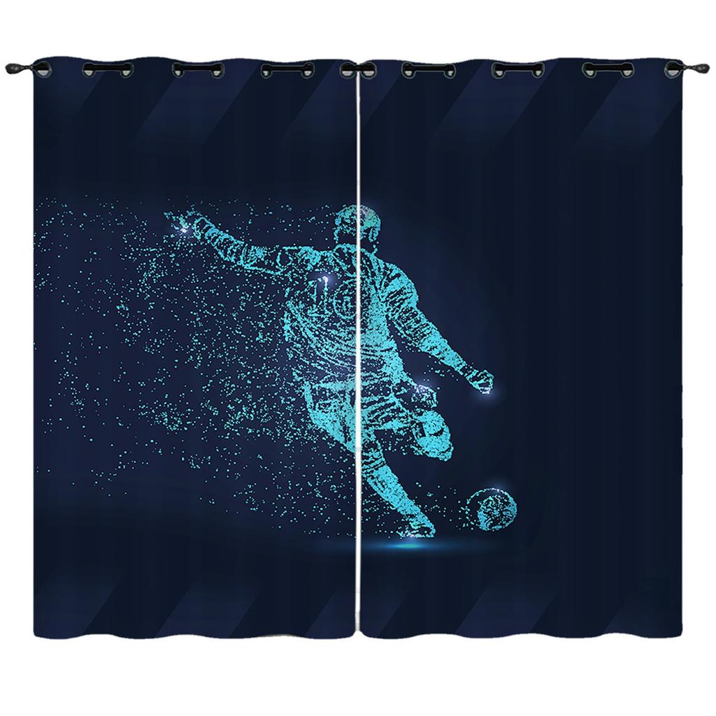 Curtains Sports World Cup 3D Digital Printing Blackout Curtain Punching