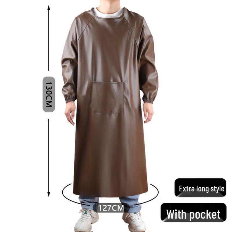 COFLYEE Waterproof Leather Work Apron with Sleeves