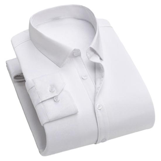 Erkekler Sonbahar Kış Iş Gömlek Yaka Uzun Kollu Tek Göğüslü Resmi Gömlek Slim Fit Düz Renk Kalın Polar Astar Gömlek Tops