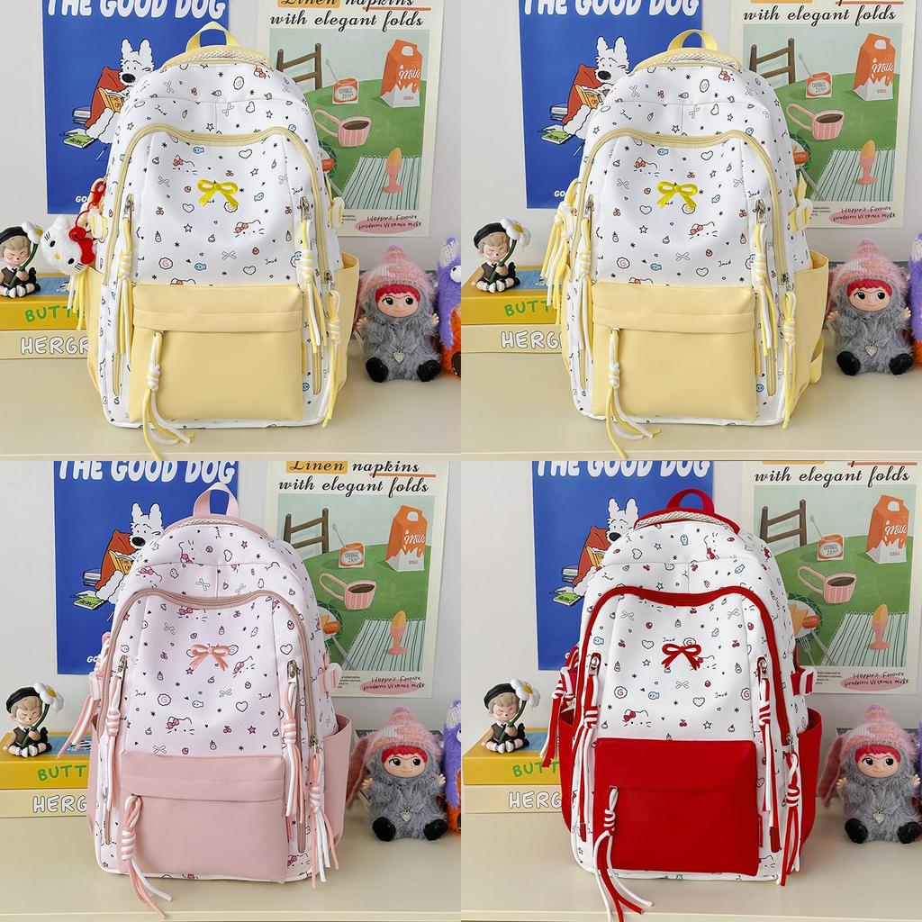 Cartoon Schmetterlingsknoten Rucksack für Mädchen Mit Großer Kapazität Und Druckmuster